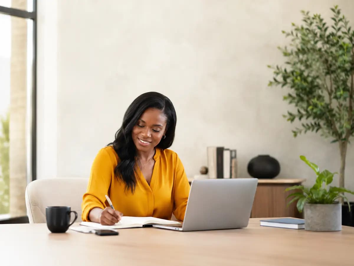 A SkillBid professional working from a bright home office