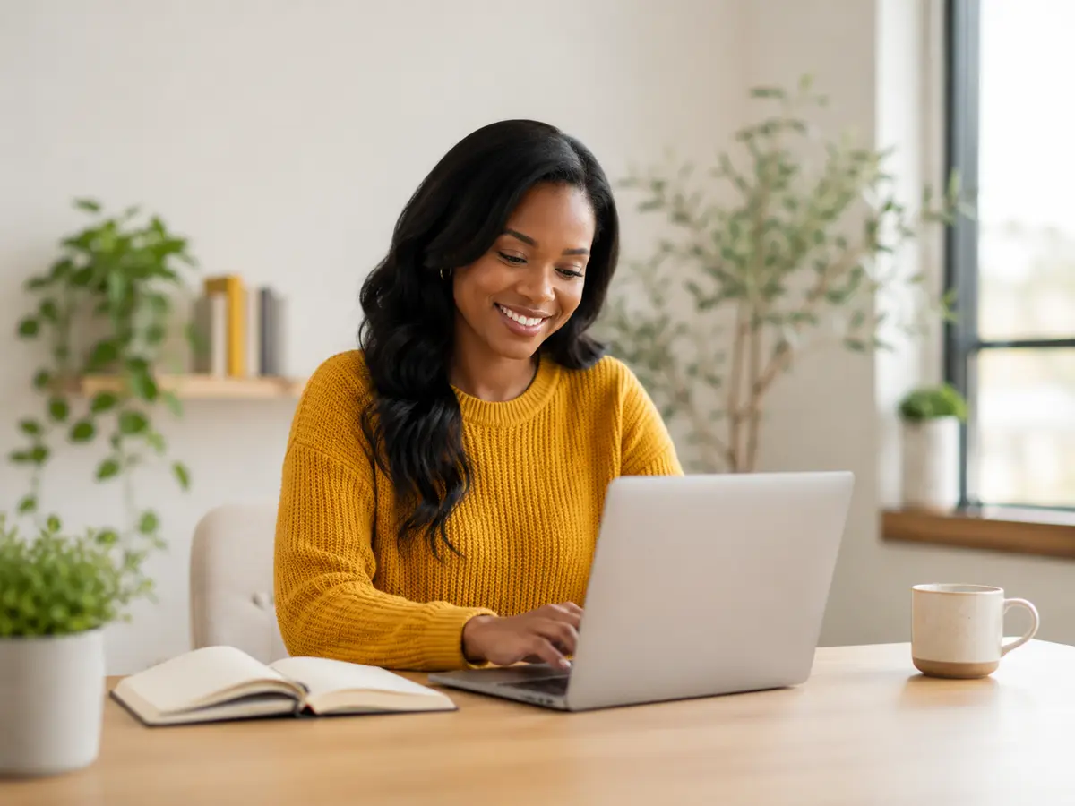 A professional reviewing digital work and platform information